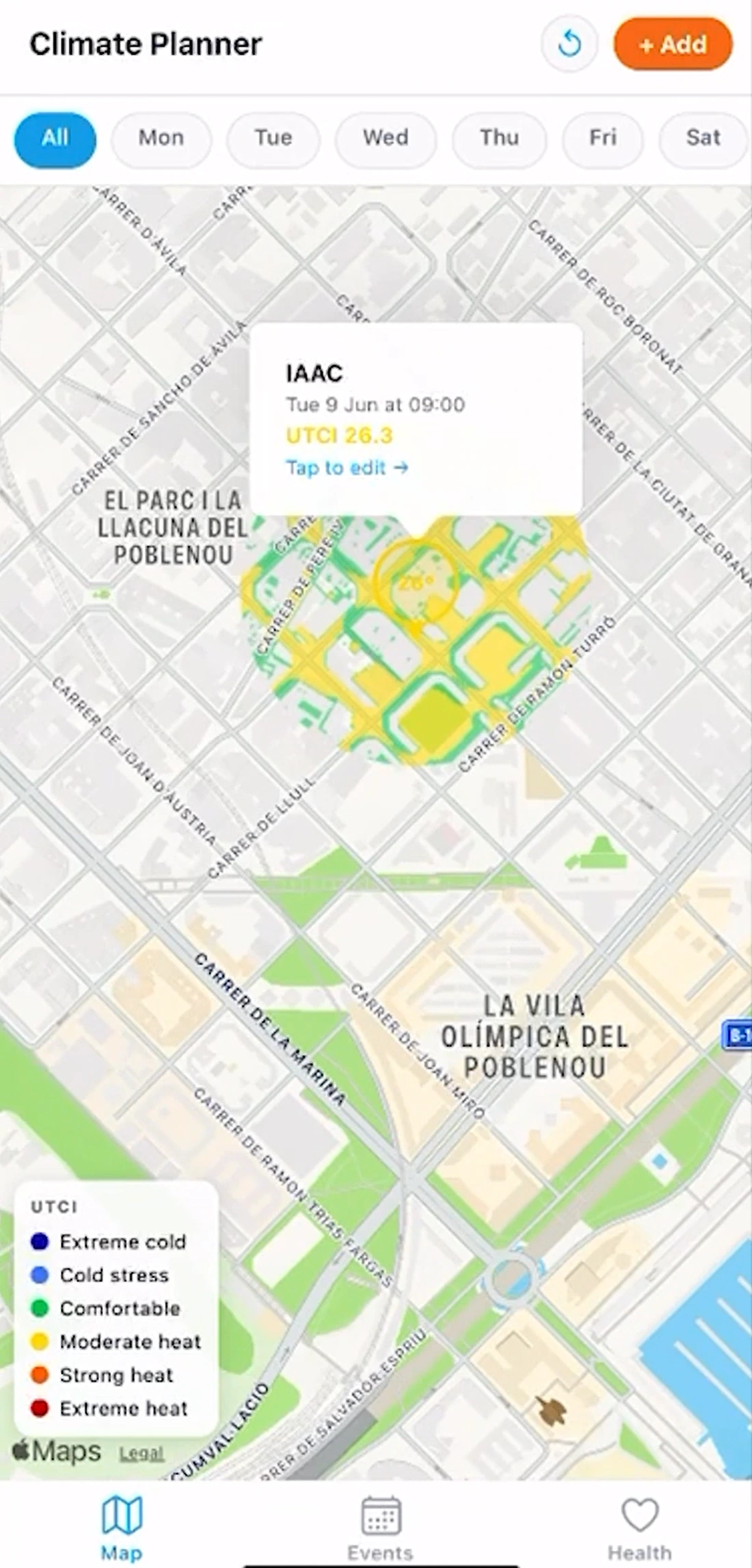 Climate Planner in use
